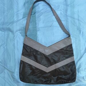Vintage y2k CHEVRON Lavender Brown Leather SHOULDER BAG Pivet